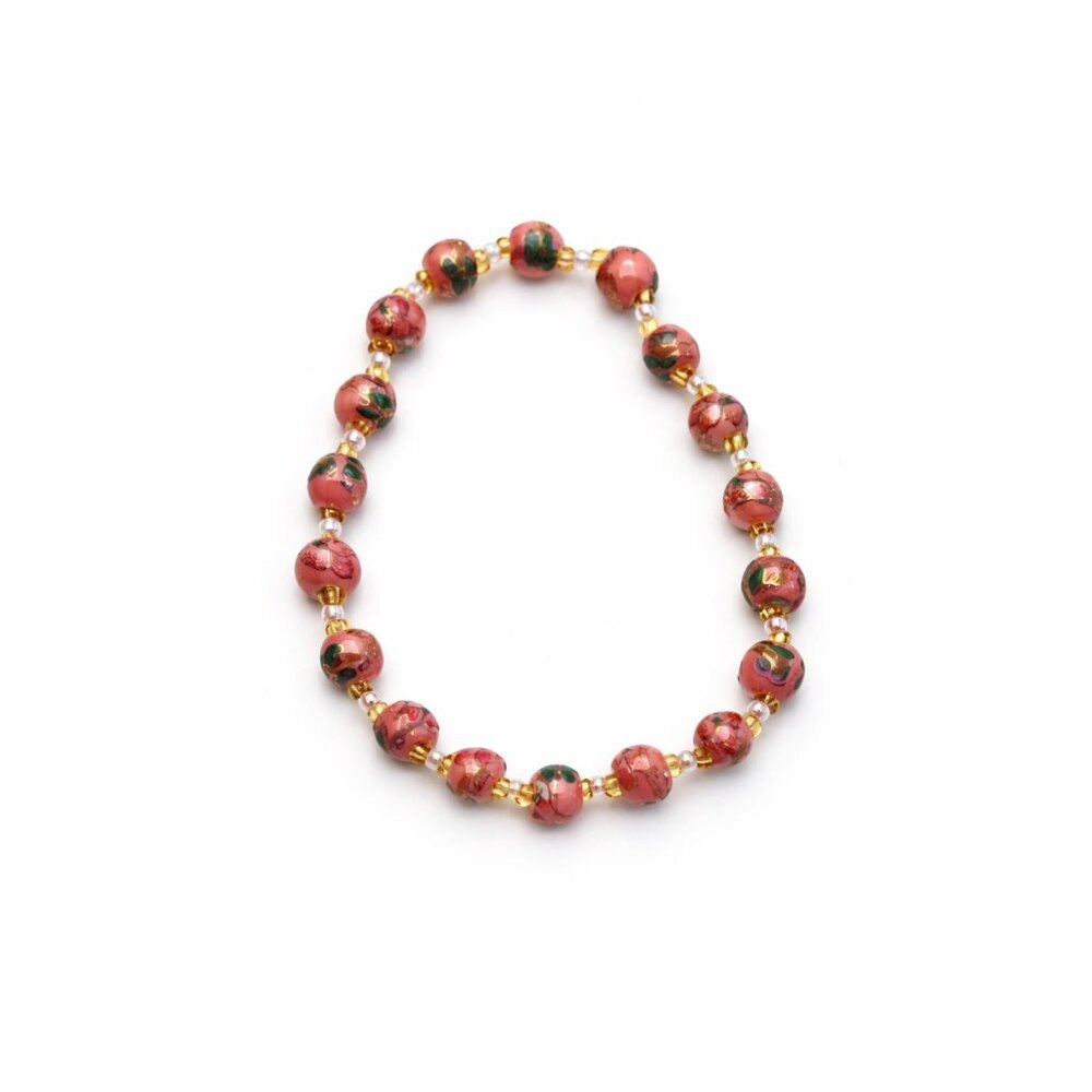 6.25" Pink Floral Stretch Bracelet